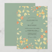 Celadon Oker Blad Bruiloft Kaart (Voorkant / Achterkant)
