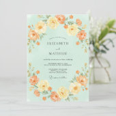 Celadon Oranje Ranunculus Eucalyptus Bruiloft Kaart (Staand voorkant)