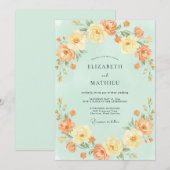 Celadon Oranje Ranunculus Eucalyptus Bruiloft Kaart (Voorkant / Achterkant)
