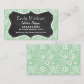 Celadon paisley; bloem; schoolbord uitstraling visitekaartje (Voorkant / Achterkant)