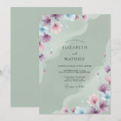 Celadon Periwinkle Bloesem Bruiloft Kaart (Voorkant / Achterkant)