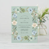 Celadon Pioen Romantische Trouwdag Kaart (Staand voorkant)