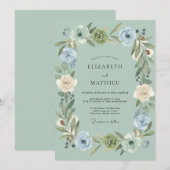 Celadon Pioen Romantische Trouwdag Kaart (Voorkant / Achterkant)
