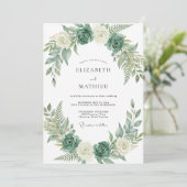 Celadon Varens Eucalyptus Bruiloft Kaart (Staand voorkant)
