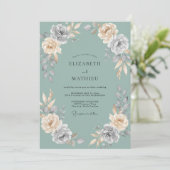 Celadon Warm Champagne Bloemblad Bruiloft Kaart (Staand voorkant)