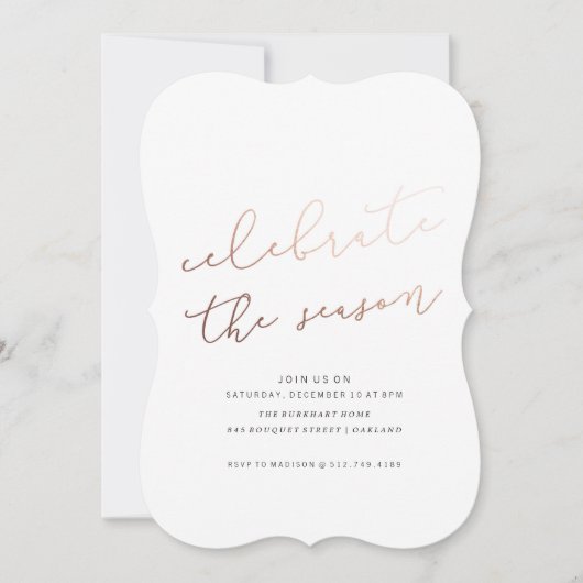 CELEBRAAT DE SEASON PARTIJ INVITATIE // GOLD FOIL KAART (Voorkant)