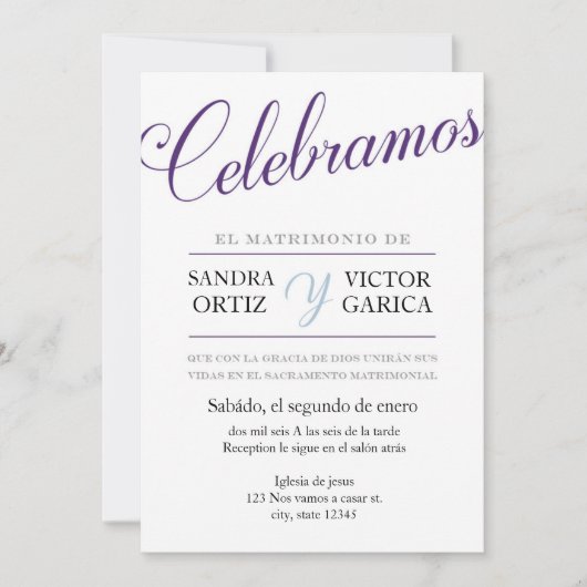 Celebramos Wedding Invite Kaart (Voorkant)