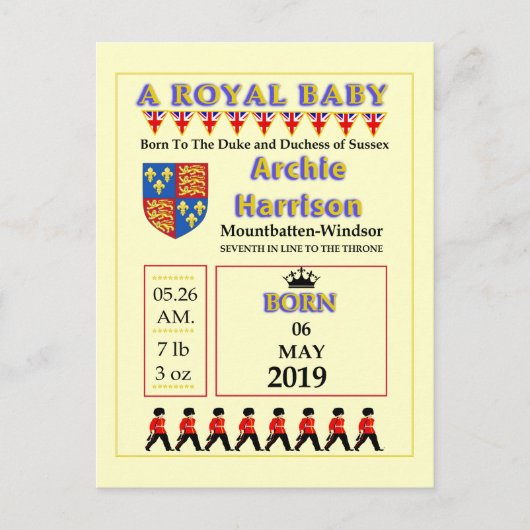 Celebrards Royal Baby Uitnodiging Briefkaart (Voorkant)
