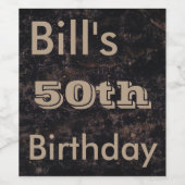 Celebrate 50th Birthday Black and Brown Wijn Etiket (Enkel label)