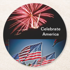 Celebrate America-ansichtkaart Ronde Kartonnen Onderzetter