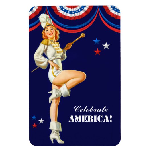Celebrate America. Retro Pin-Up Magneet (Verticaal)