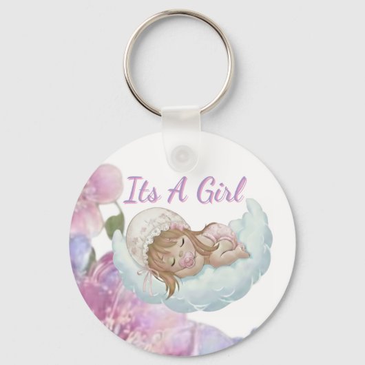 Celebrate Baby Shower Its a girl Sleutelhanger (Voorkant)