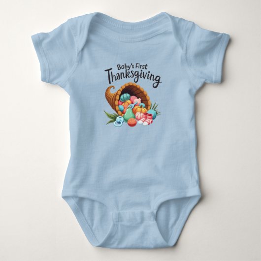 Celebrate Baby's First Turkey Day Cute Cornucopia Romper (Voorkant)