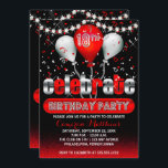 Celebrate Balloons Confetti 18th Birthday Party in Kaart<br><div class="desc">Een dag durende uitnodiging van de Rode en zilveren toon "Celebrate" met een dubbele blik op ruitvormige lampen, ballonnen en confetti. Het enige dat nodig is, is je details om een gedenkwaardige viering uit te nodigen. Originele illustratie en ontwerp door Holiday Hearts Design (alle gereserveerde rechten). Als je hulp nodig...</div>