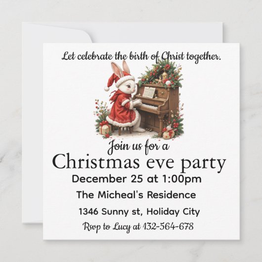 Celebrate Birth of Christ White Bunny Christmas (Voorkant)