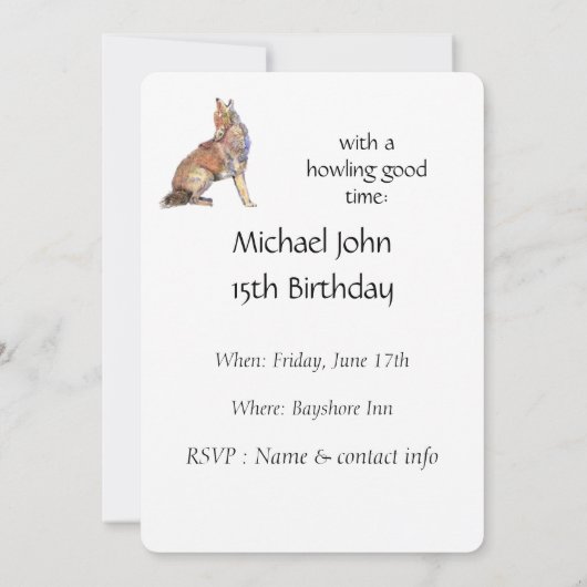 Celebrate Birthday Party Howling Coyotes Fun Kaart (Achterkant)