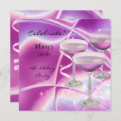 Celebrate Birthday Party pink Champagne Kaart (Voorkant / Achterkant)