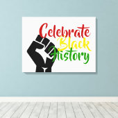 CELEBRATE BLACK HISTORY BHM Motivatie Canvas Afdruk (Insitu (Houten vloer))