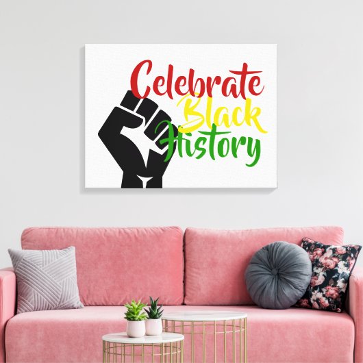 CELEBRATE BLACK HISTORY BHM Motivatie Canvas Afdruk (Insitu (Woonkamer))