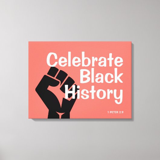 CELEBRATE BLACK HISTORY BHM Motivatie koraal Canvas Afdruk (Voorkant)