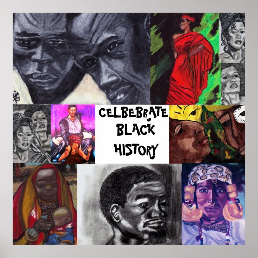 CELEBRATE BLACK HISTORY NEGRO COLLAGE poster (Voorkant)