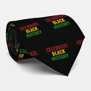 CELEBRATE BLACK HISTORY Red Yellow Green BHM Stropdas