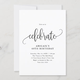 Celebrate Black/White Modern Calligraphy Kaart