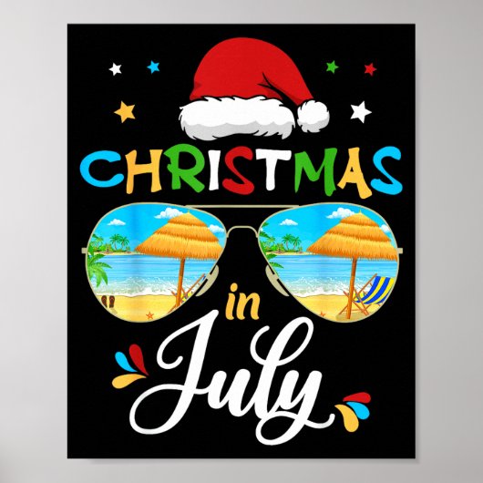 Celebrate Christmas In July Funny Beach Summer Chr Poster (Voorkant)