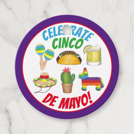 Celebrate Cinco de Mayo Fiesta Taco Piñata Cactus Bedankjes Labels (Voorkant)