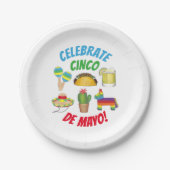 Celebrate Cinco de Mayo Fiesta Taco Piñata Cactus Papieren Bordje (Voorkant)