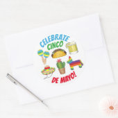 Celebrate Cinco de Mayo Fiesta Taco Piñata Cactus Ronde Sticker (Envelop)