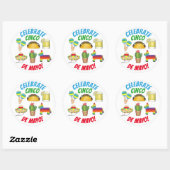 Celebrate Cinco de Mayo Fiesta Taco Piñata Cactus Ronde Sticker (Vel)