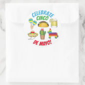 Celebrate Cinco de Mayo Fiesta Taco Piñata Cactus Ronde Sticker (Tas)