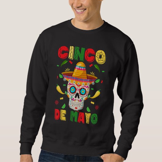 Celebrate Cinco de Mayo with a Sugar Skull Sombrer Trui (Voorkant)