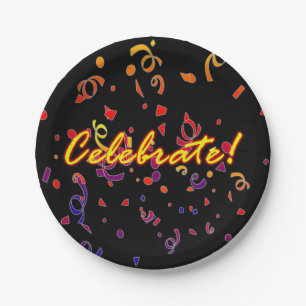 Celebrate Confetti Black Papieren Bordje