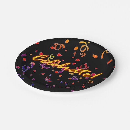 Celebrate Confetti Black Papieren Bordje (Gekanteld)