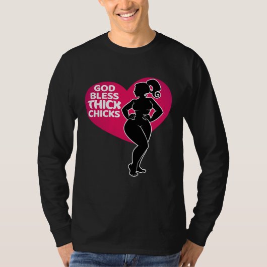 Celebrate Curves with Our God Bless Thick Chicks T-shirt (Voorkant)