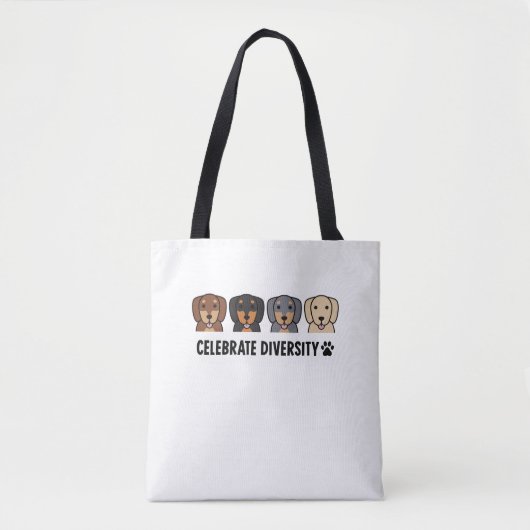 Celebrate Diversity Dachshund Dog. Perfect ontwerp Tote Bag (Voorkant)