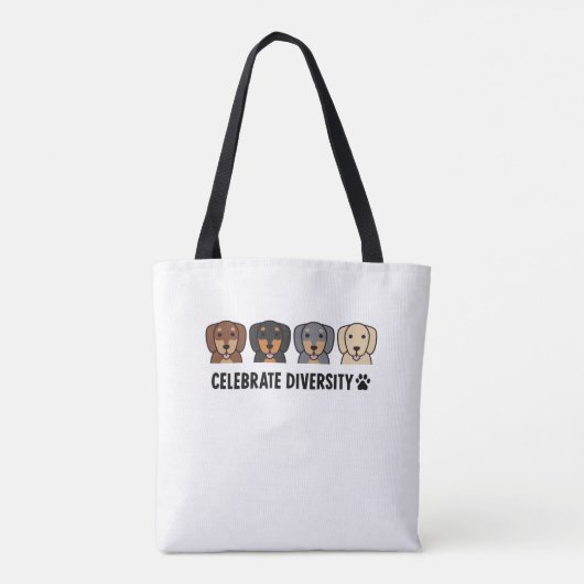 Celebrate Diversity Dachshund Dog. Perfect ontwerp Tote Bag (Achterkant)