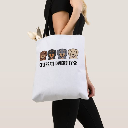 Celebrate Diversity Dachshund Dog. Perfect ontwerp Tote Bag (Dichtbij)