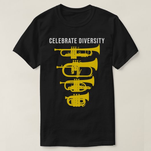 Celebrate Diversity Funny Trumpet Flugelhorn Corne T-shirt (Design voorkant)