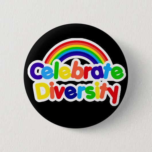 Celebrate Diversity Gay Pride Rainbow Ronde Button 5,7 Cm (Voorkant)
