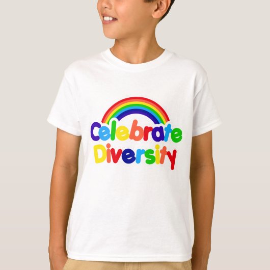 Celebrate Diversity Gay Pride Rainbow T-shirt (Voorkant)