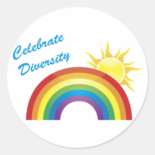 Celebrate Diversity Rainbow Sun Stickers (Voorkant)