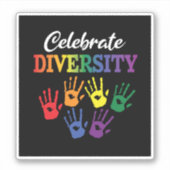 'Celebrate Diversity' (zwart) Sticker (Voorkant)