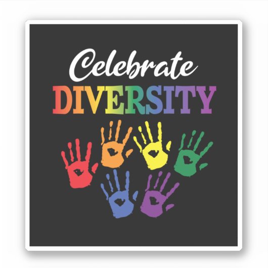 'Celebrate Diversity' (zwart) Sticker (Voorkant)