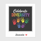 'Celebrate Diversity' (zwart) Sticker (Vel)