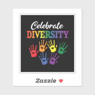 'Celebrate Diversity' (zwart) Sticker