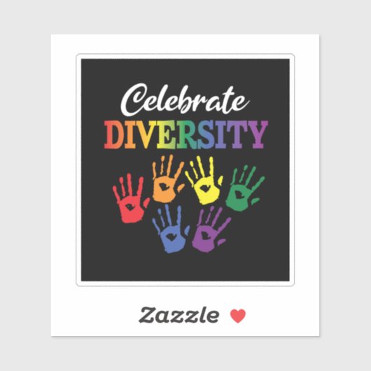'Celebrate Diversity' (zwart) Sticker (Vel)