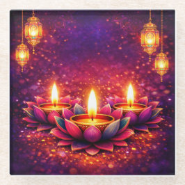 Celebrate Diwali Festival, Glass Coaster Glazen Onderzetter